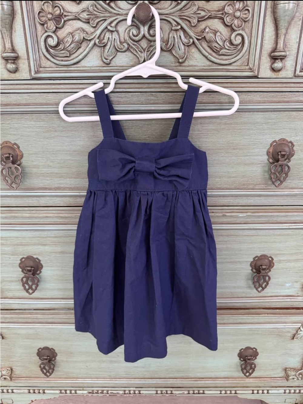Girls Navy Bow-Front Sundress